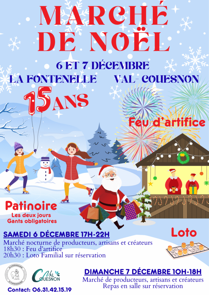 Marché de Noel La Fontenelle recto - Atelier carterie origami artisanal - Cartes de voeux - BrinBelle